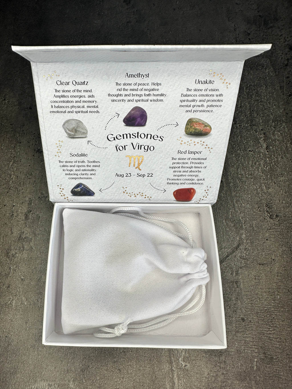 Virgo crystal tumblestone gift set - Bundle