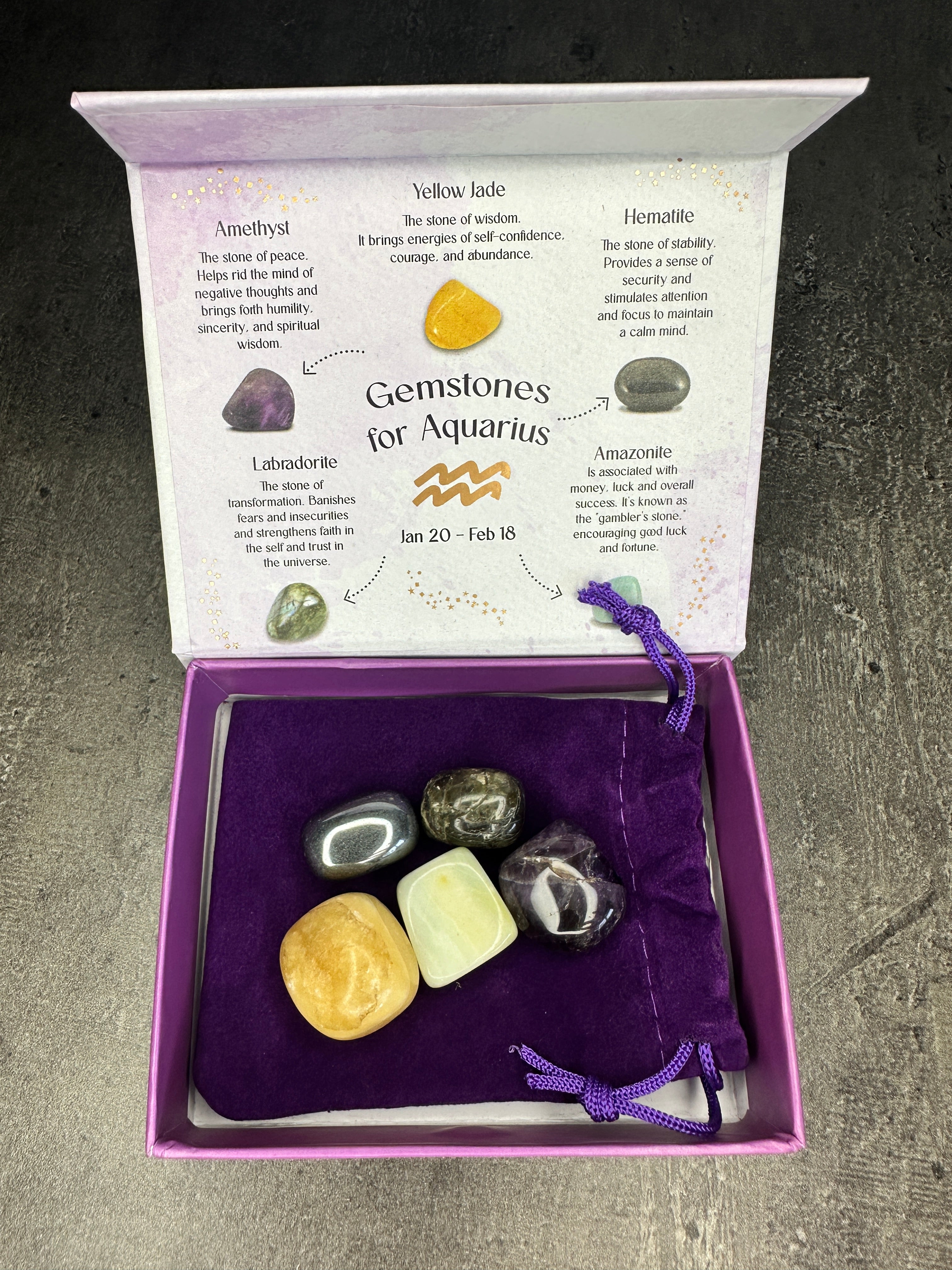 Aquarius crystal tumblestone gift set - Bundle
