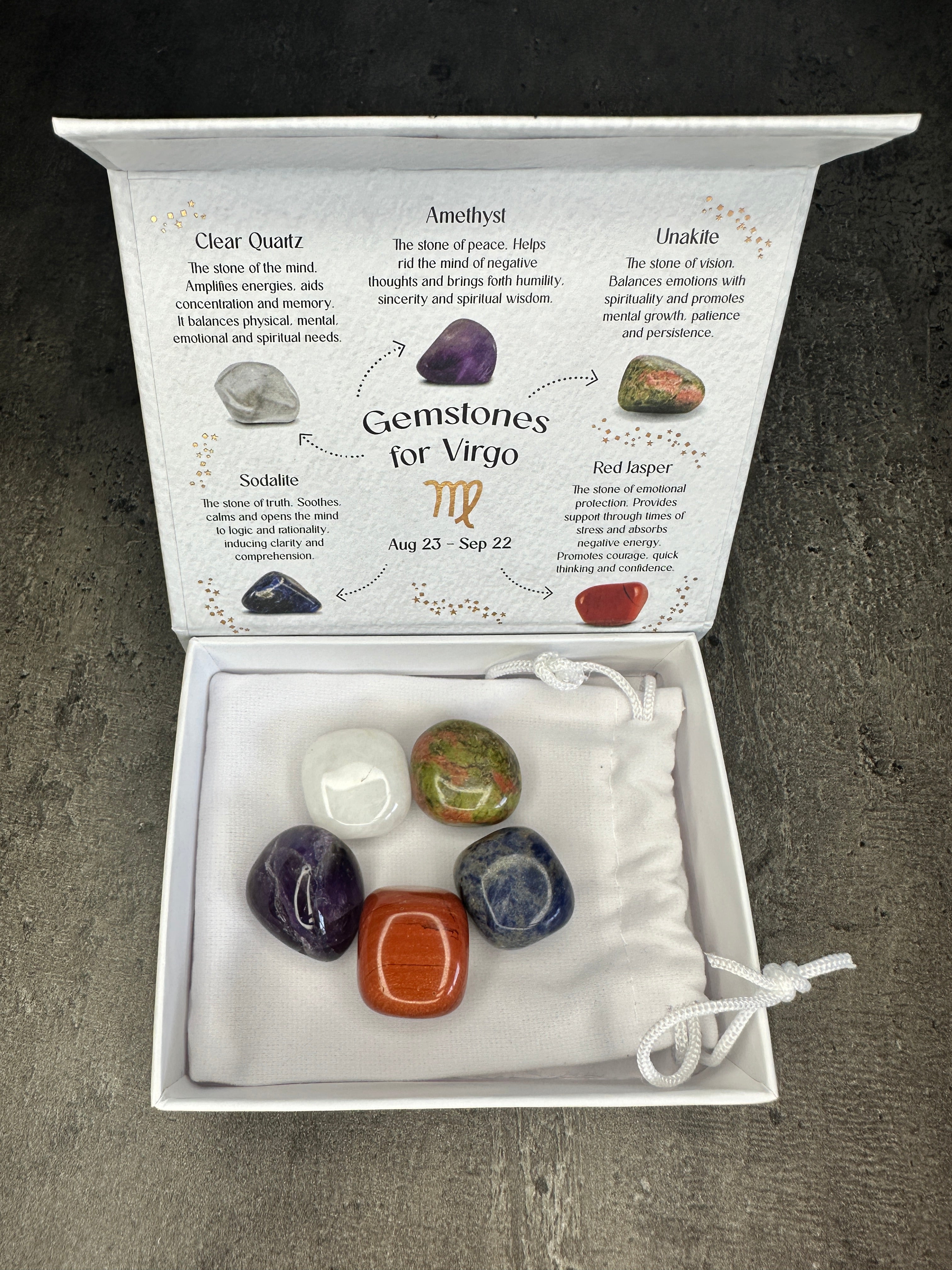 Virgo crystal tumblestone gift set - Bundle