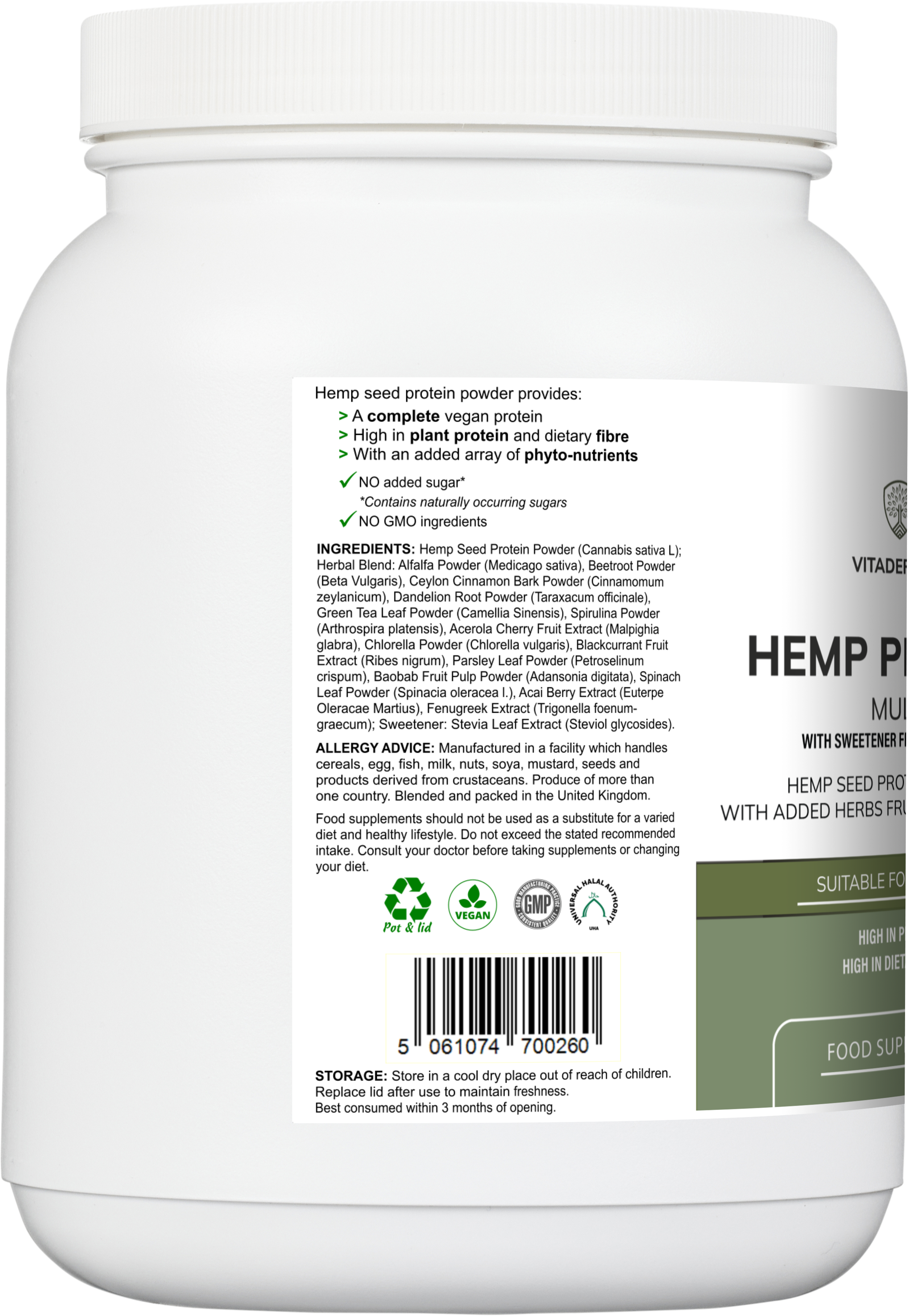 Hemp Protein Multi | Plant-Based Protein Powder with Fruits, Herbs & Vegetables – 500 g