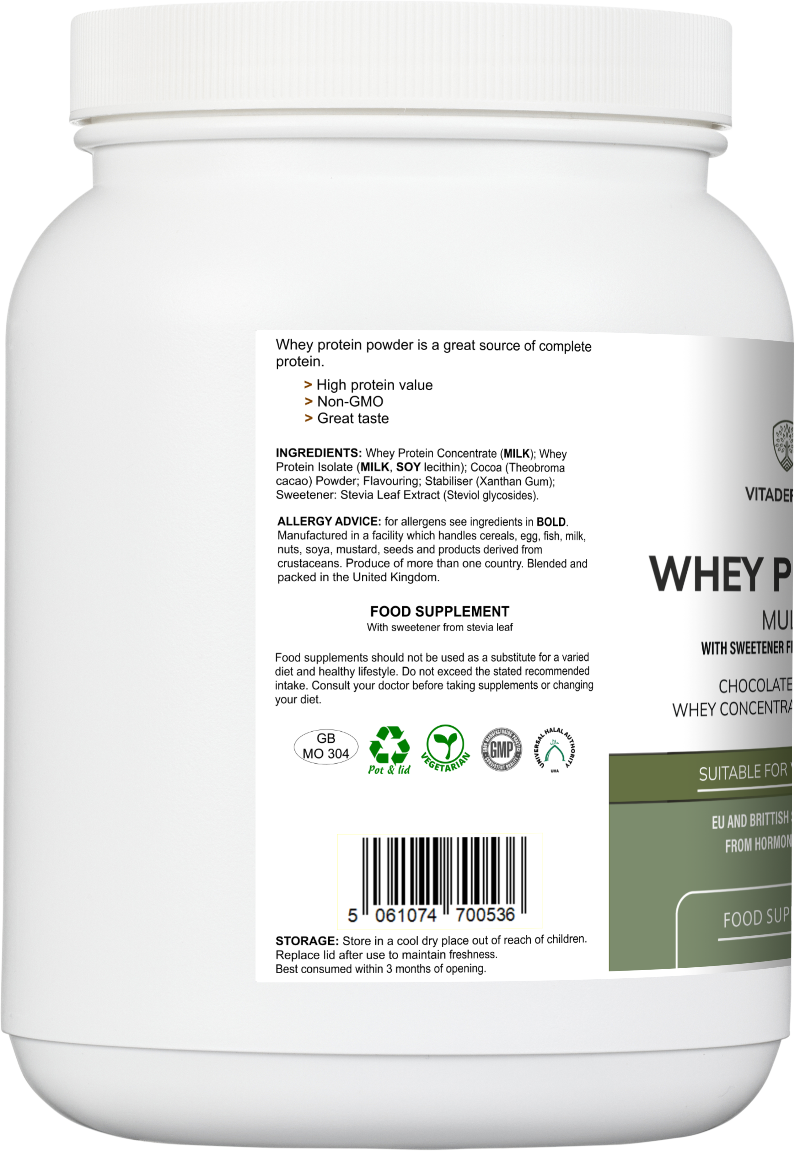 Whey Protein Multi | Chocolate Flavour Protein Powder with Stevia – 600 g