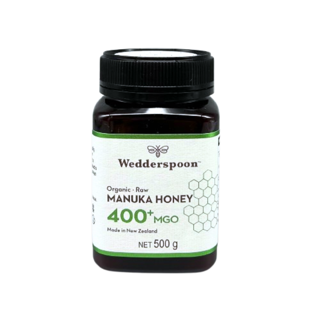Wedderspoon Raw Organic Manuka Honey 400 MGO (500g) - Unpasteurised High Potency