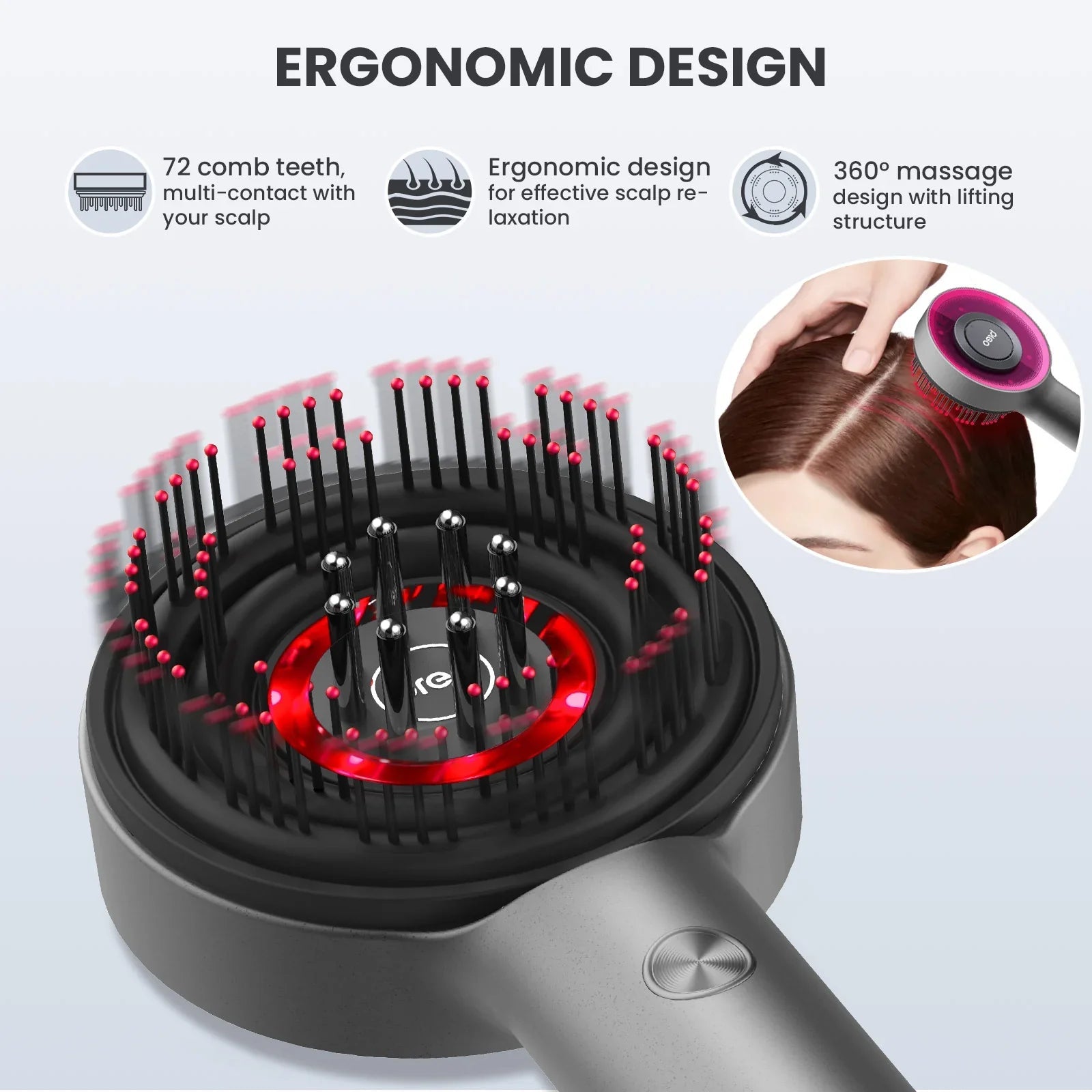 Breo Scalp 3 – Premium Electric Scalp Massager Brush with Red Light & Oil Applicator