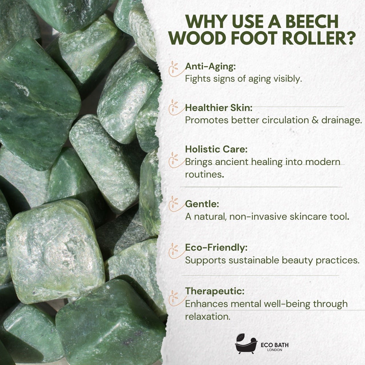 Eco Bath London Jade Face Roller - Ridged End