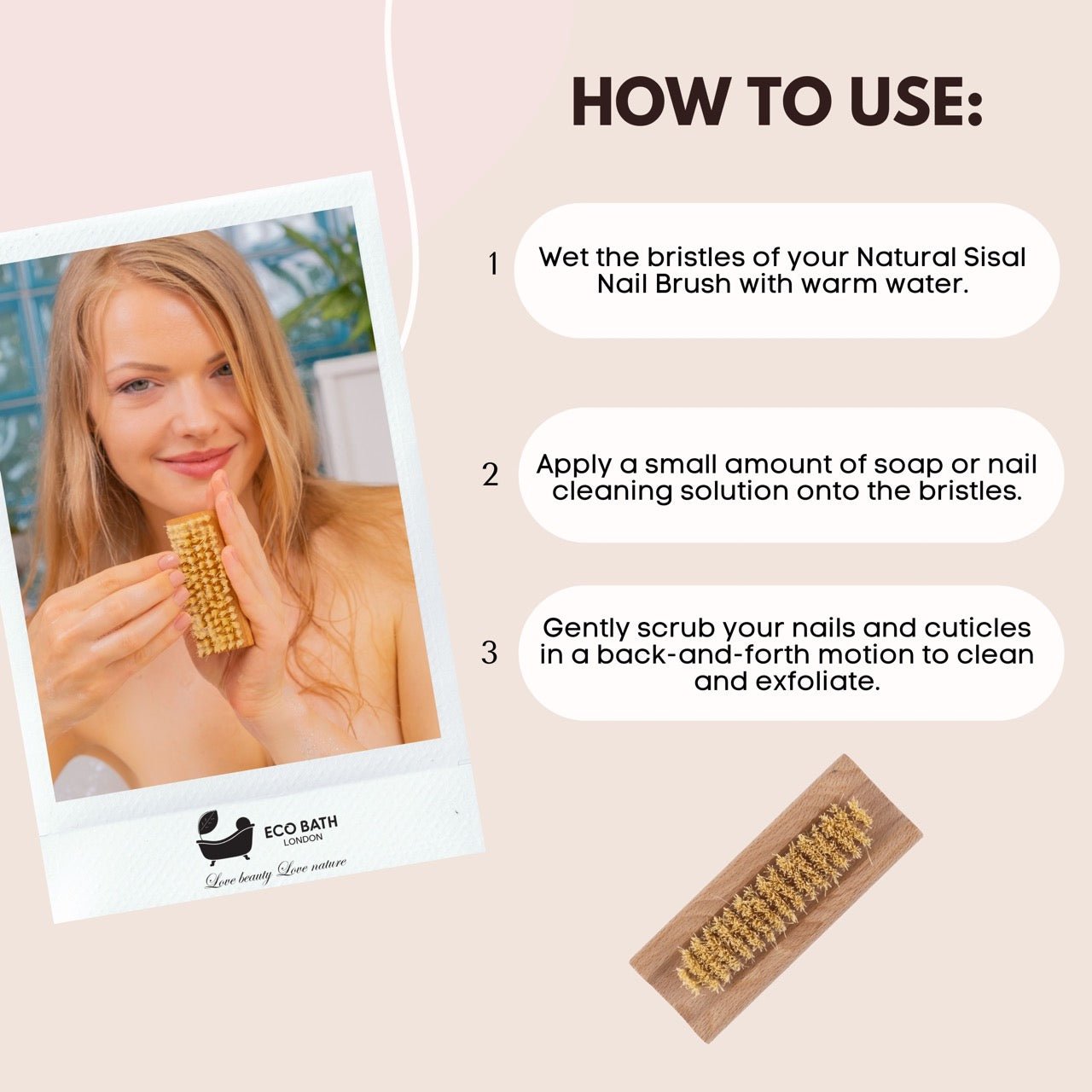 Eco Bath Natural Sisal Nail Brush Collection - Available in Beech Wood, Walnut Wood and Olive Wood