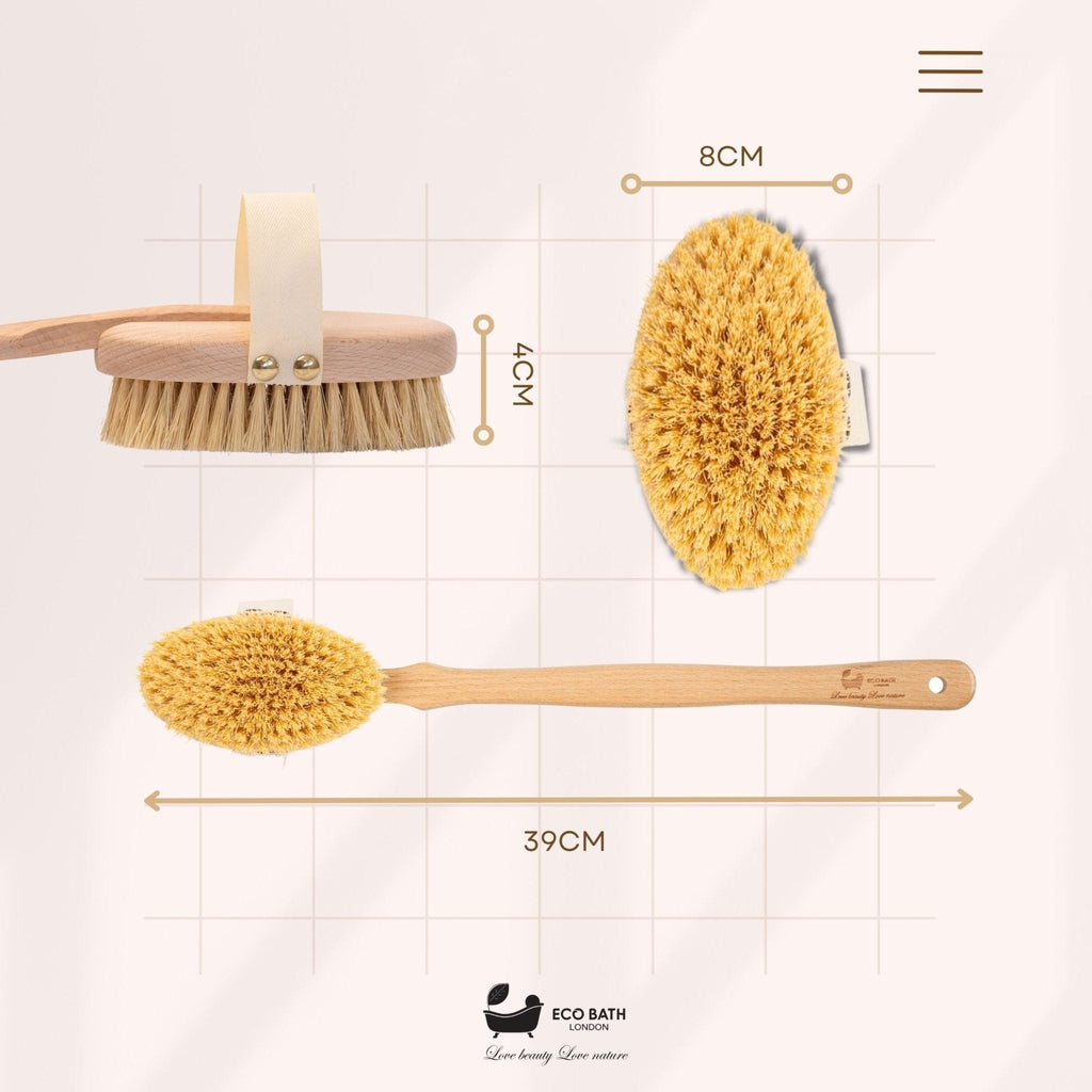 Eco Bath London Natural Hard Sisal Body Brush with Detachable Handle