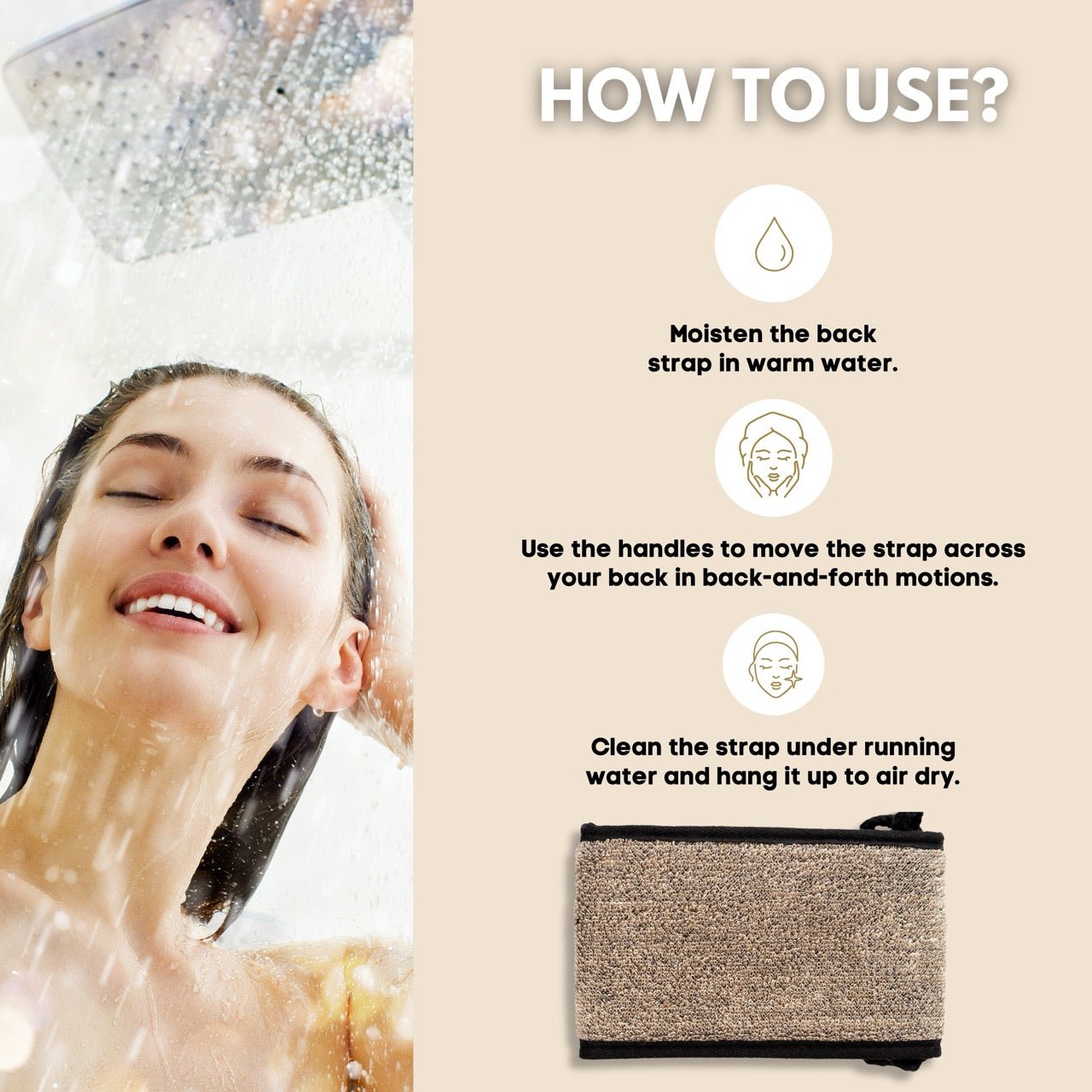 Eco Bath  Natural Sisal Hemp Back Strap Black