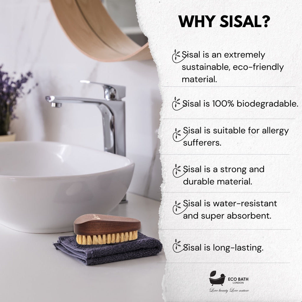 Eco Bath Natural Sisal Walnut Wood Nail Brush - Luxurious Design