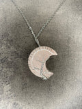 Rose quartz moon pendant and necklace
