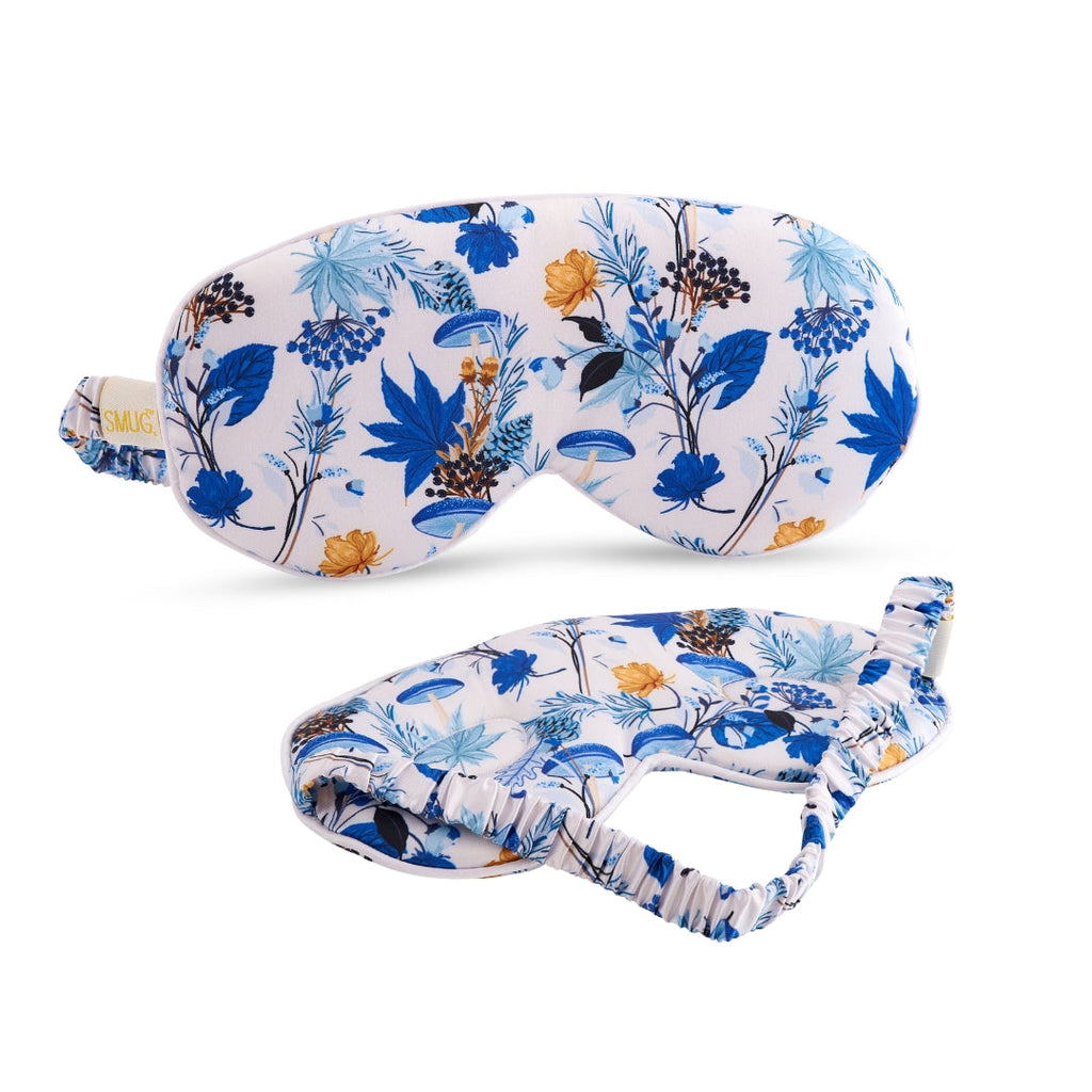 Cloud Padded Satin Sleep Mask - Cornflower Print