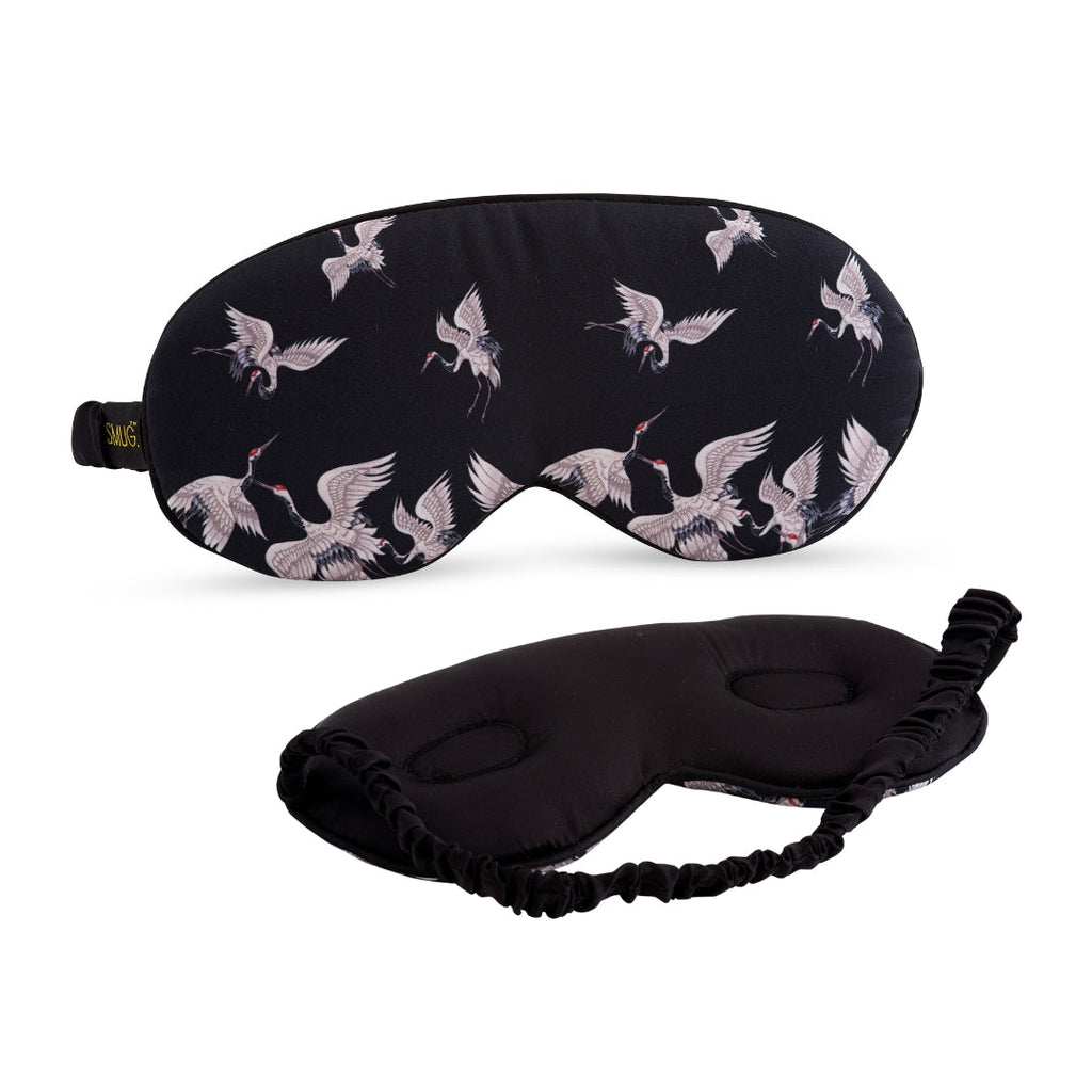 Cloud Padded Satin Sleep Mask - Moonlit Cranes Print