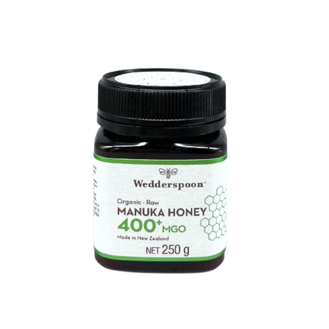 Wedderspoon Raw Organic Manuka Honey 400 MGO (250g) - Unpasteurised High Potency